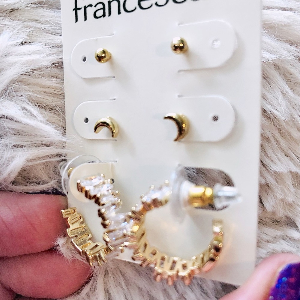 Terrie Gold And Crystal Earring Set - Picture 4 of 5